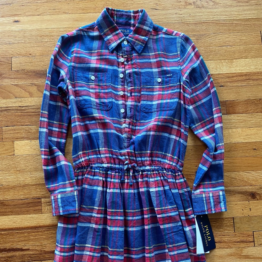 NWT Polo Ralph Lauren Flannel Plaid Dress Girls 8
